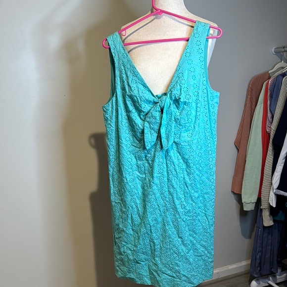 NWT Pappagallo Teal Eyelet Dress - Picture 1 of 3